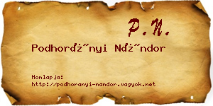 Podhorányi Nándor névjegykártya